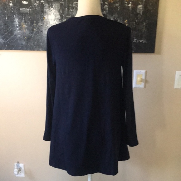 Chicos Button-Sleeve Navy Blue Long Sleeved Tunic with Flair Hem-Size 0/Small - Picture 3 of 6